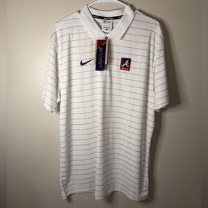 Nike MLB Atlanta Braves Team Issue Authentic Collection White Polo Shirt Men XL